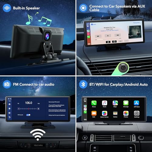 LAMTTO 9.26" Wireless Car Stereo A-pple Carplay with 2.5K Dash Cam, 1080P Backup Camera, Portable Touchscreen GPS Navigation for Car, Car Stereo Receiver with Bluetooth, AirPlay, AUX/FM, Googel, Siri by LAMTTO - Image 7