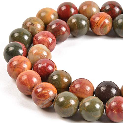 Genuine Picasso Jasper Beads for Jewelry Making Gemstone Semi Precious Stone Round 8mm Strand 15"(46-48pcs)