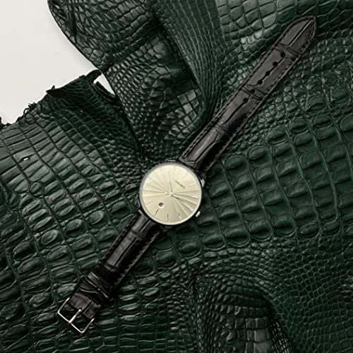 Vinacreations 18Mm Black Alligator Belly Leather Watch Band Crocodile Strap Men Quick Release Premium Replacement Wristwatch Band Buckle Handmade By Vietnamese Dh-01-18Mm #TOP4
