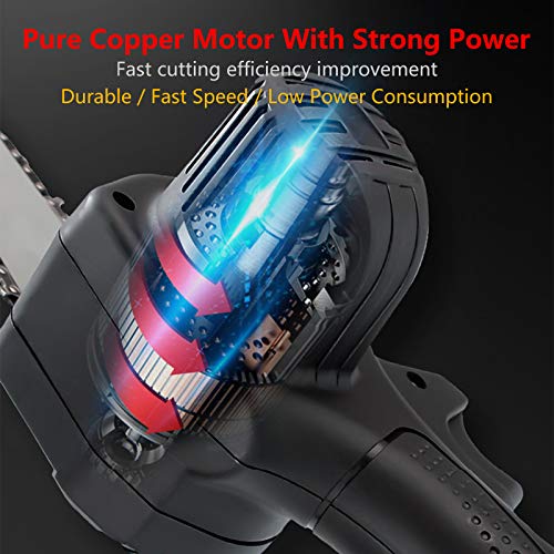 Mini Chainsaw,4 Inch Cordless Chain Saw, Portable Chainsaw with Powerful Brushless Motor 0.7Kg Lightweight Pruning Shear Chain Saw for Gardening, Tree Branch Wood Cutting (Black Saw Set)