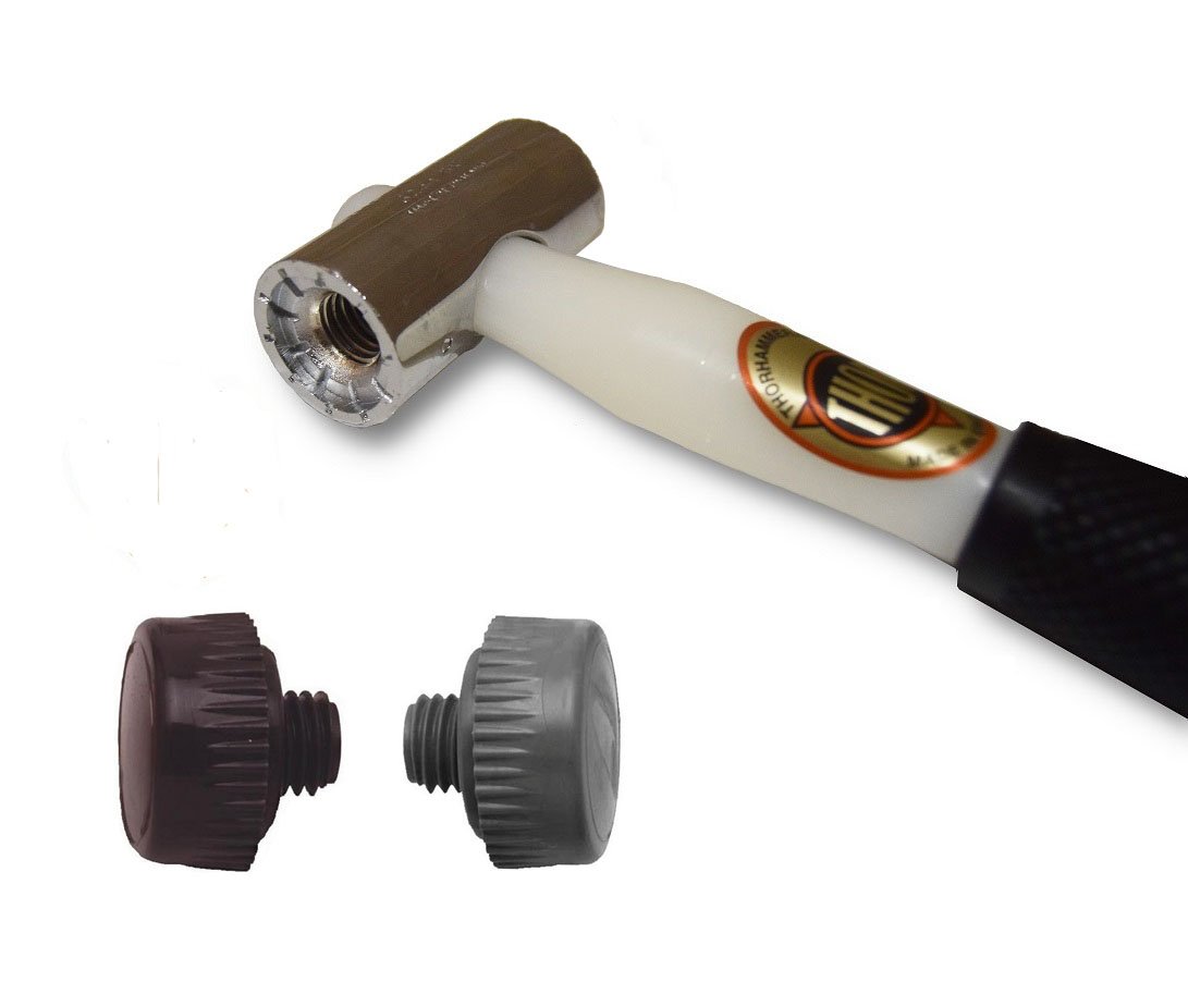 Thor Grey Head & Brown Head 710 Nylon Faced Window Glazing Hammer/Mallet - With Soft Grey & Tough Brown Head