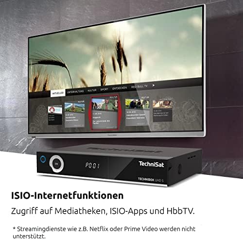 TechniSat TECHNIBOX UHD S - Odbiornik 4K Sat z podwójnym tunerem (DVB-S / DVB-S2, sterowanie głosowe Alexa, Smart TV, sterowanie aplikacją, funkcja nagrywania PVR, WLAN, LAN, CI +, USB 3.0) czarny
