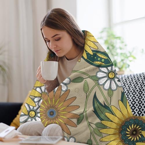 Couverture flanelle 150x200cm fleur jaune haute densité - 7