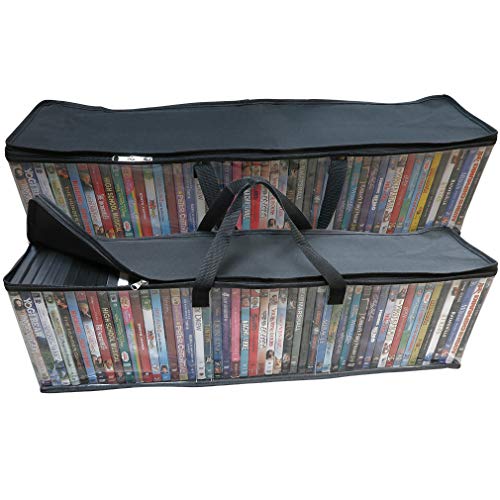 Evelots DVD/BluRay/Video-Storage Bag-New Model-Clear-Handle-Hold 100 Total-Set/2