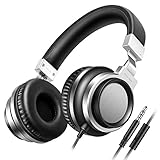 Sound Intone I8 Over-Ear Headphones with Microphone Bass Stereo Lightweight Adjustable Headsets for iPhone iPad iPod Android Smartphones Laptop Mp3 (Black Silver)