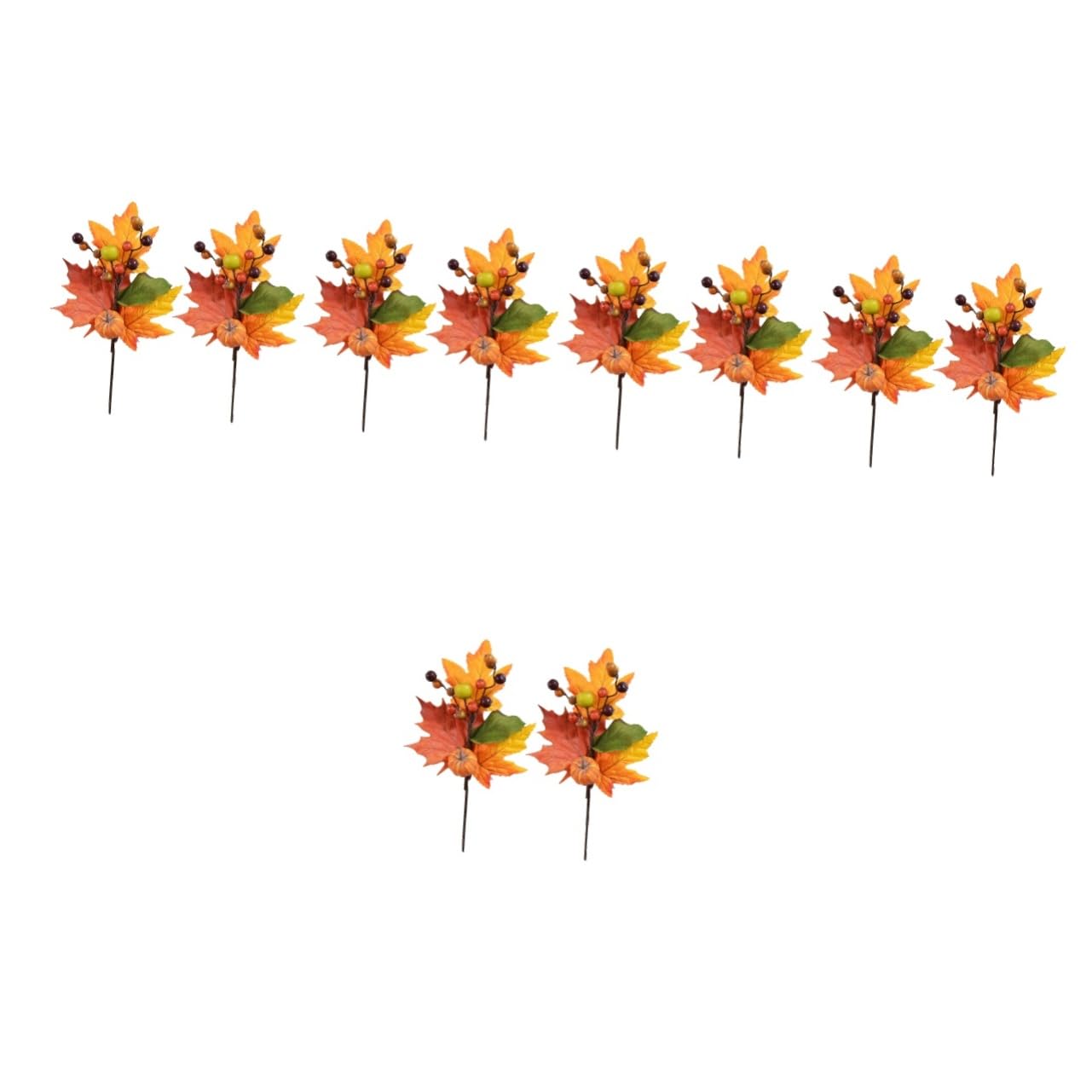 10 STK Faux-ahorn-kürbis Halloween Party Künstlicher Kürbiszweig Künstlicher Zweigstiel Ahornblatt-Bouquet Herbstliche Kunstpflanze Herbstdeko Seidenblume Requisiten Rote