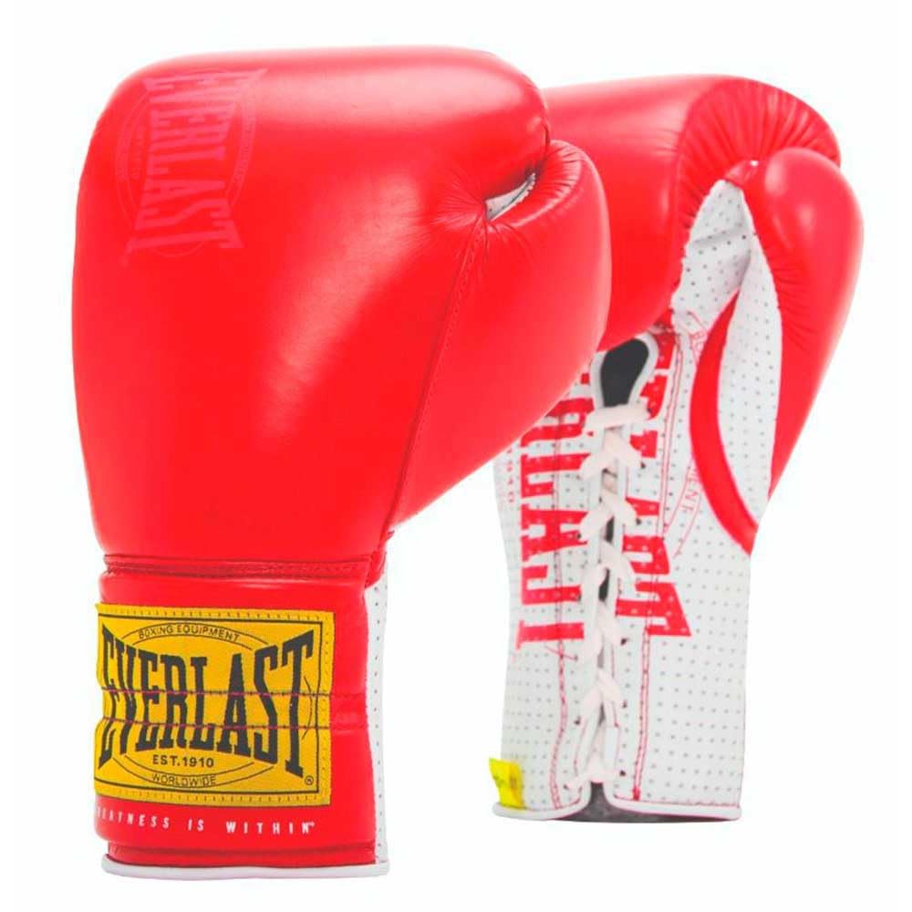 Everlast 1910 Guantoni da sparring, con lacci, 16 oz, Rossi