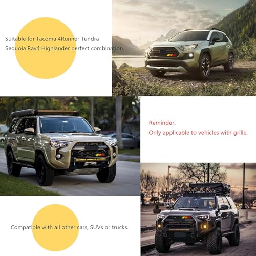 Image of 1 PC Car Slotted Grille with Three Color Markings, 4.72 inch x 0.98 inch Thickened Center Grille Personalized Markings, Modification Accessory, for Toyota Tacoma 4runner Tundra (Yellow & Orange & Red)
