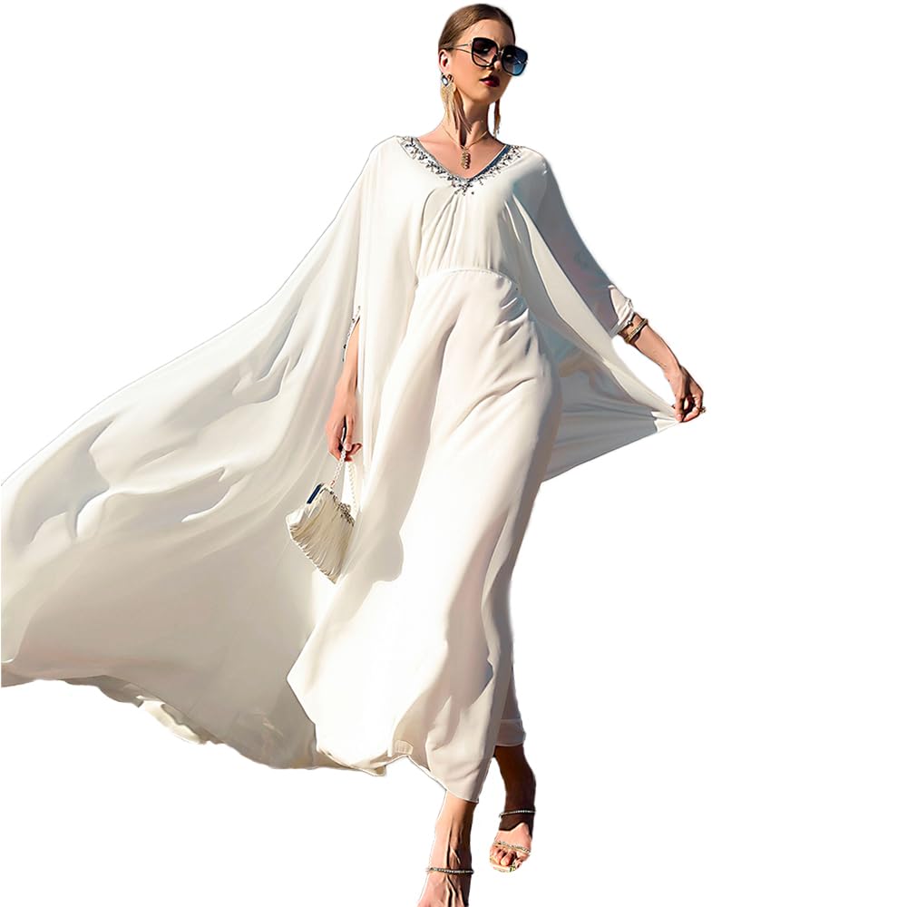 PolyJollyPolyJolly Handmade Bead Abaya Eid Dress Collection Fancy Evening Party Gown for Women Dubai Sadui Muslim