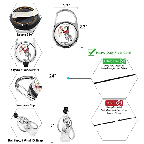 Funny Id Badge Holder, Badge Reel Retractable Keychain, Animal Card Holder With Carabiner Clip Heavy Duty, Id Name Tag Badge Case Protector Cover For Office Work Nurse Teacher Women Student Gifts #TOP4