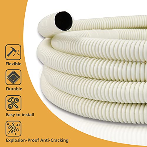 Ac Parts 164 Ft Flexible Water Drain Hose Pipe For Ductless Mini Split Air Conditioner Heat Pump Systems; 5/8 Id Beige (50M) #TOP3