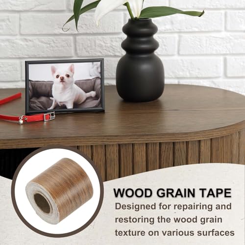 Image of PATIKIL Wood Grain Tape 2 inch x 32 ft, Self-Adhesive Wood Texture Repair Tape Realistic Wooden Effect Patch for Furniture Cabinets Floor Walls, Grain