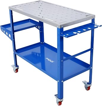 36x18 Welding Table 1200lbs Capacity Steel Workbench on Wheels Lockable Casters Tool Tray