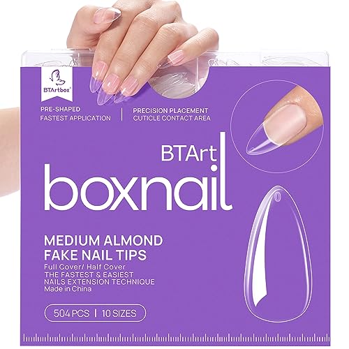 Almond Clear Acrylic Fake Nails - Btartbox 500Pcs Almond Nail Tips Full Cover False Nails With Case For Nail Salons And Diy Nail Art, 10 Sizes #TOP7