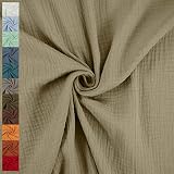 Musselin Stoff Sunny, Double Gauze, uni schlamm (50cm x 130cm)