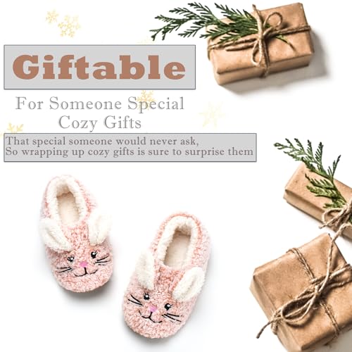 Image of Cozylook Cute Animal Slippers for Women and Kids Fuzzy Non Slip Soft Sole