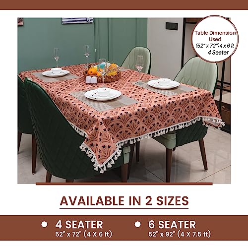 Image of Urban Space Sicilia Table Linen Collection - Premium Water & Stain Resistant Dining Table Cover for 6 Seater, Anti Skid Table Cloth for Center Table, 1 Piece (Chocolate Bouquet, 52 inchx 92 inch)