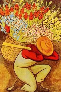 Peinture à l'huile El Vendedor De Flores Diego Rivera Toile Haute Qualité