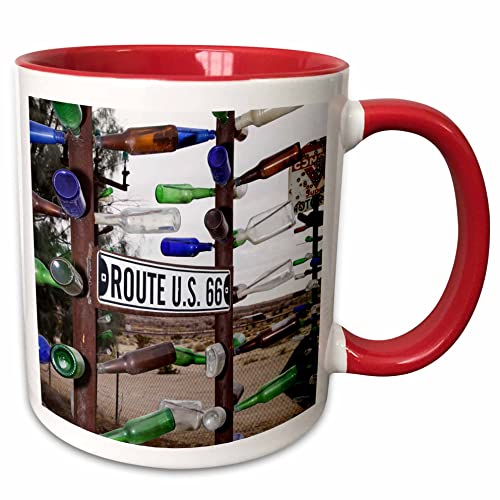 3dRose Route 66, Barstow, California, USA 11oz Two-Tone Red Mug