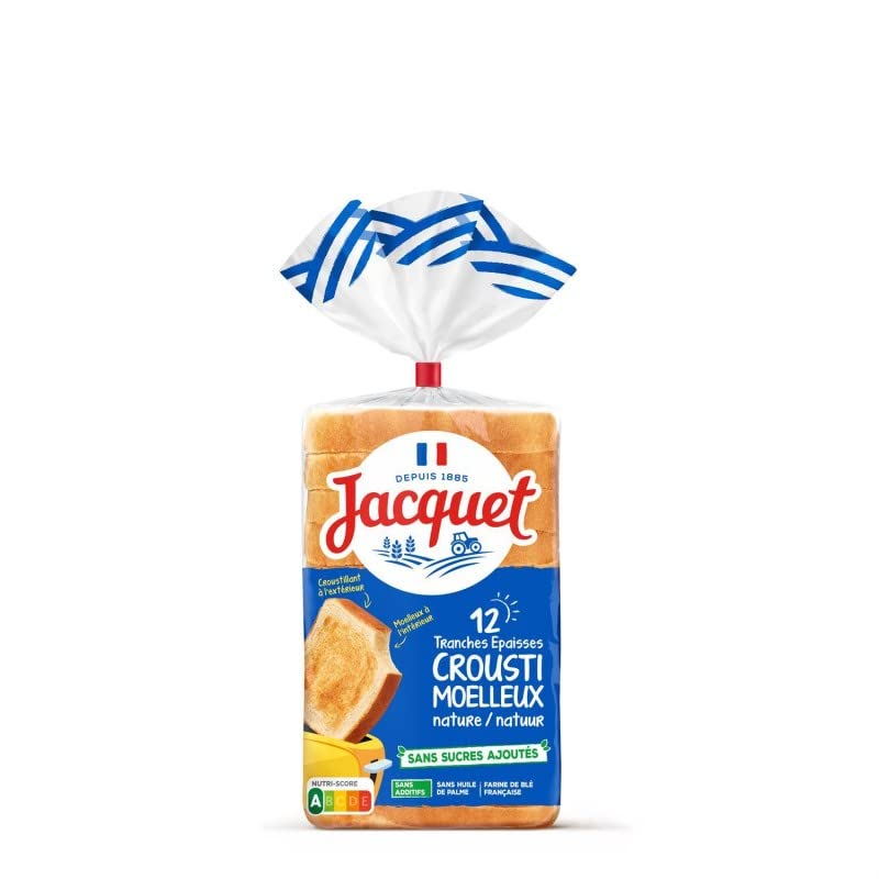 Délicieusement Doré et Moelleux : Pain de Mie Nature Jacquet Crousti Moelleux 730g Un Régal pour le Petit Déjeuner! Secret de Dorure Exquise et Texture Fondante - Le Lot De 4