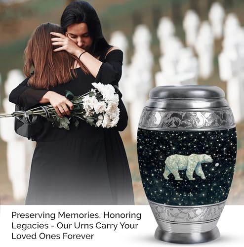 Image of Polar Bear Decorative Urn for Mom & Dad - Decorative Urns for Male & Female - Funeral Urns - Cremation Urns for Men - Ashes Urns Human Remains - 1 Large & 4 Small - Funeral Urns for Ashes