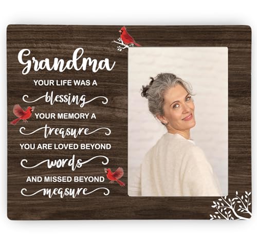 CAIFZ Grandma Memorial Wooden Picture Frame, In Loving Memory Remembrance Photo Frame Gifts for Grandma, Bereavement Sympathy Wooden Frame for Loss of Grandma, 4x6 inch Photo