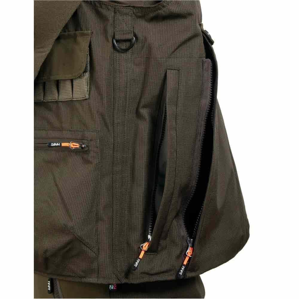 HART ARMOTION Chaleco de Caza Class-V, Verde Oliva Oscuro, Tejido Rip-Stop, con Doble Morral, Cananas, Bolsillos Cargo, Forro de Malla Transpirable (FR/ES, Letras, S, Regular, Regular)