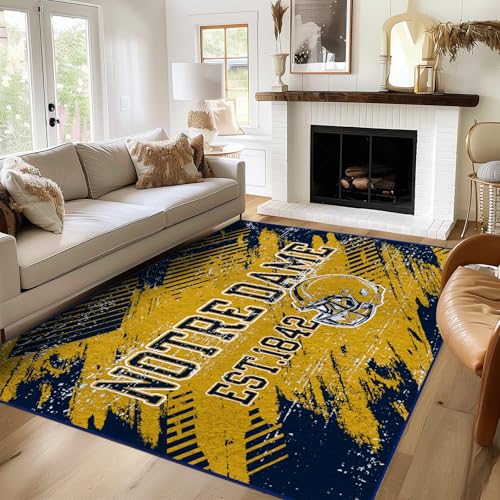 Notre Dame Rugs Bedroom Living Room Football Carpet Non-Slip Machine Washable Area Rug for Boys and Man Cave Decor 5 x 7