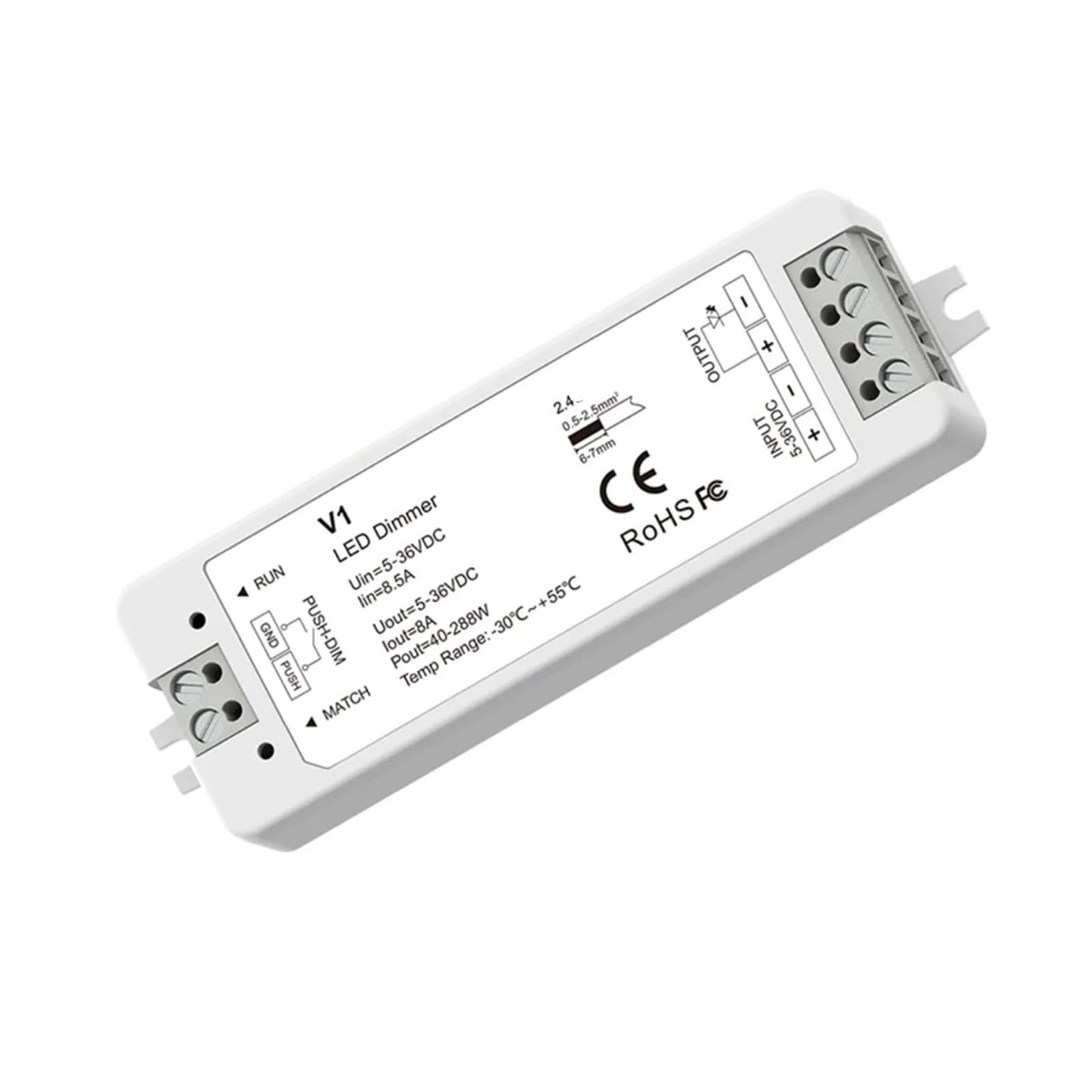 Controlador de atenuación LED V1 con interruptor táctil regulador 5V 12V 24V 36V para tiras monocromáticas