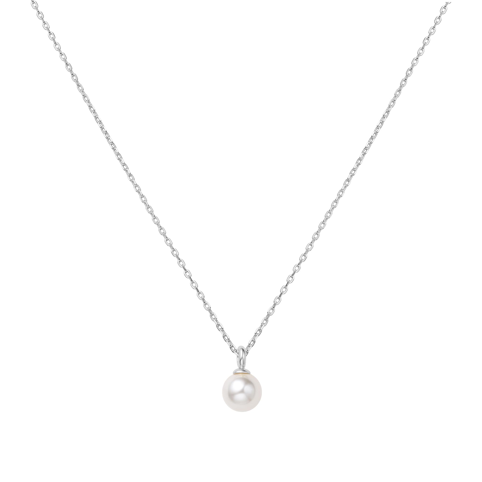 ANIA HAIE Damen Halskette MISS DAINTY Shell Pearl Drop aus 925 Sterling Silber, Anhänger verziert mit einer Muschelperle, Länge: 45 cm + 5 cm Verlängerung, inkl. Geschenkverpackung