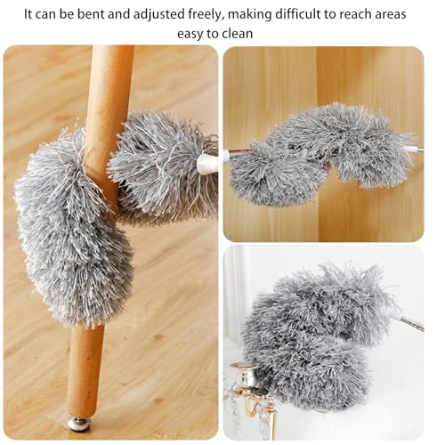 Image of Extra-Long Dust Collector with Extension Rod, 30-100 Inches in Length with Two Bendable Heads Microfiber Dust Collector That can be Extended is Used to Clean High Ceilings Ceiling Fans Cobwebs