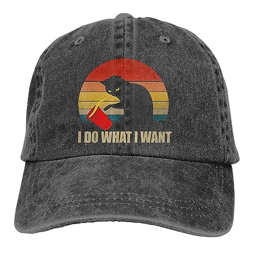 GTDEALS Chapeaux pour hommes casquette de baseball noire vintage réglable papa chapeau drôle chapeau d'été coton délavé, I Do What I Want Cat, taille unique