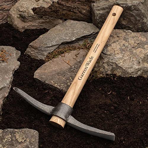 Kings County Tools Mini Pick Axe | Pry Roots and Loosen Garden Soil | Small Mattock Tool for Digging | 16\" Long Ash Wood Handle | 11.75\" Wide Steel Head | Made in Germany