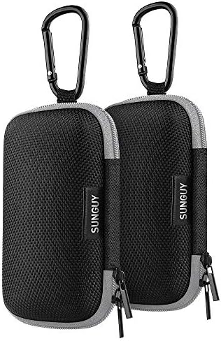Storage Carrying Case, SUNGUY【2Pack, Black x2】 Portable Rectangular EVA Hard Zipper Earbud Carrying Case with Carabiner Clip for Wireless Earpiece, Powerbeats3, Jaybird X3, Earphones
