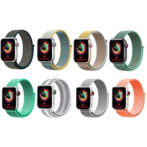 Margoun Nylon Soft Replacement Strap for Apple Watch Series 7/6/ SE/ 5/4/3/2/1,41mm 40mm 38mm (Pack of 8, Multicolor)