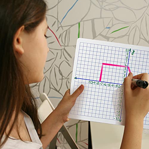 Scribbledo 12 Pack Dry Erase Xy Axis Graph Lap Boards 9” X 12” For Student And Classroom Use, Math White Board - Double Sided White Boards With 12 Erasers Included #TOP2