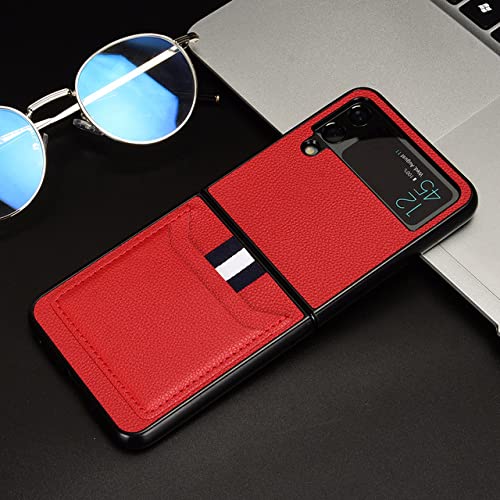 Porte-cartes en cuir pour Samsung Galaxy Z Flip 4 et Flip 3 housse chic rouge