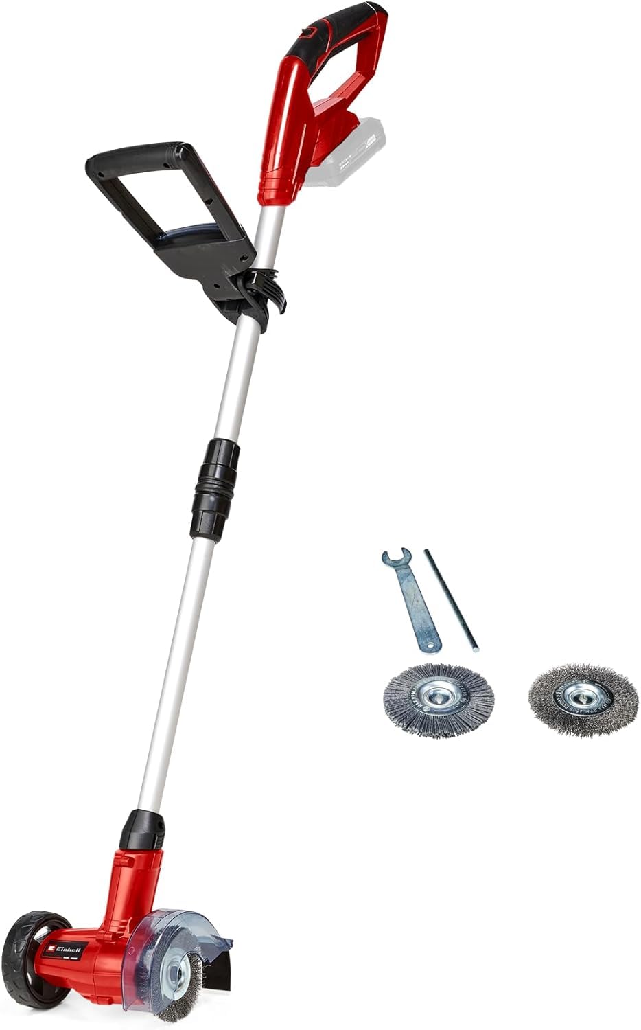 Einhell Pulisci fughe a batteria GC-CC 18 Li - Solo Power X-Change (18V, Velocità giri 1200 /min, manico telescopico, incl. 1 spazzola nylon e 1 in acciaio, senza batteria e caricabatteria)