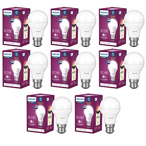 Image of Philips Ace Saver 8.5W B22 LED Bulb, Crystal White, Pack of 8