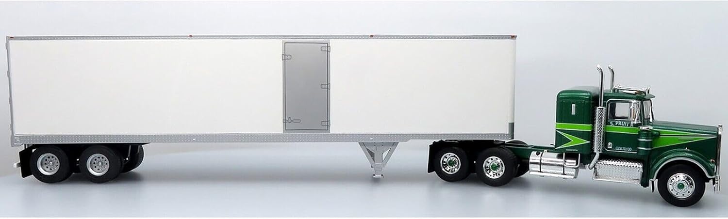 1976 W 900 A Tractor with Dry Goods Trailer Green Metallic with Light Green Graphics Vintage Heavy Haul Truck Collection 1/43 Diecast Model by Iconic Replicas 43-0591