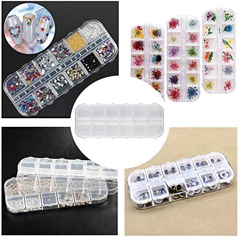 10 Pcs 12 Grid Plastic Storage Box Transparent Assortment Box 12 Grids Storage Container Plastic Jewellery Box for Storing Assortment Storage Box for Jewellery Nail Art Dry Flowers Washer Gem Headrope