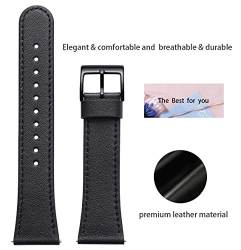 WFEAGL for Fitbit Versa Band, Top Grain Leather Band for Fitbit Versa Fitness Smart Watch (Black Band + Black Buckle) by WFEAGL - Image 2