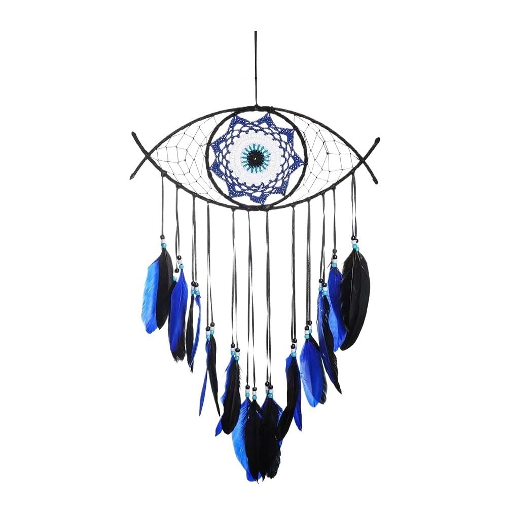 Wind Chime Evil Eye Dream Catcher Feather Wall Hanging Ornament Home Decoration Blessing Gift Windchime(Nero)