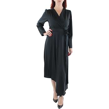 SALE!【BCBG MAXAZRIA】Floral Flared Sleeve Midi Dress BCBGMAXAZRIA Women's Fit and Flare Long Sleeve Asymmetrical