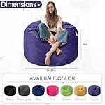 HABUTWAY Bean Bag Chair 3Ft Luxurious Velvet Ultra Soft Fur with High Rebound Memory Foam Bean Bag Chairs for Adults Plush Lazy Sofa with Fluffy Removable Sponge 3' (Purple) - Image 3