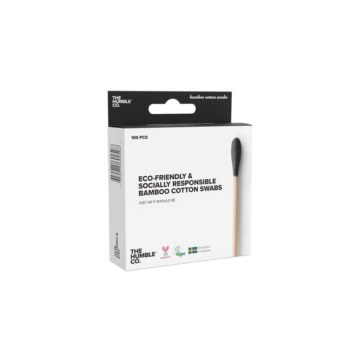 The Humble Co. - Humble Brush Cotton Swabs - Black, bambu kulak çubuğu Siyah, Çevre dostu pamuklu kulak çubukları, plastik içermeyen ambalaj, doğal renkli pamuktan kulak çubukları