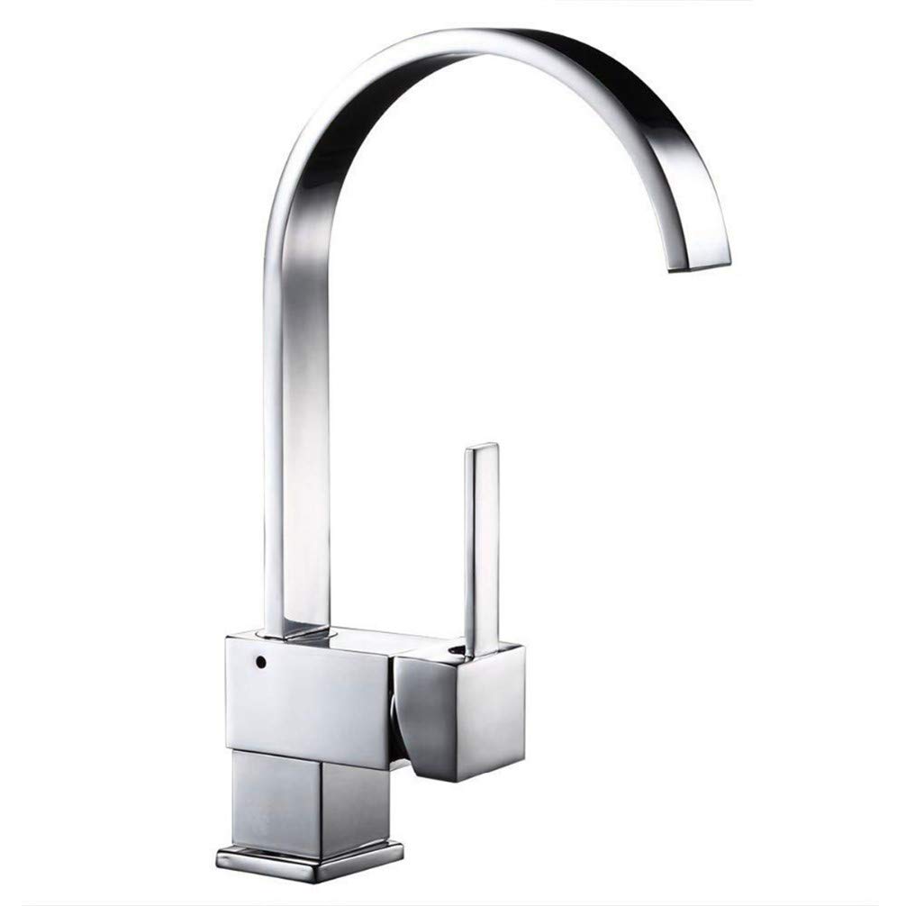 Robinet de cuisine en laiton massif chromé au design carré élégant
