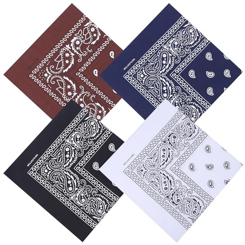 Image of Mochabao 100% Cotton 27 inch x 27 inch Large Bandanas for Men & Women, Multi-Purpose Bandana Headbands, Square Head Scarf