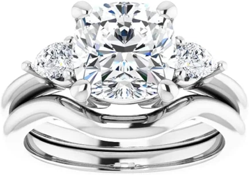 3 Carat Cushion Cut Engagement Ring Solitaire Moissanite Ring Promise Gifts for Her Moissanite Three Stone Wedding Ring