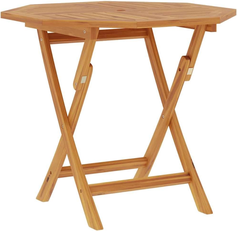 vidaXL Solid Teak Wood Folding Patio Table: 33.5"x33.5"x29.9" Outdoor Dining Table, Sturdy Structure, Easy to Clean, Perfect for Garden, Terrace and Patio